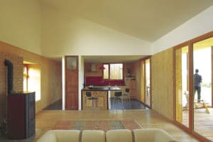 3D modéle d'une maison bois moderne à la campagne