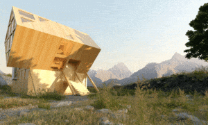 3D modéle d'une maison bois moderne et familiale