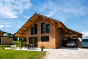 maison en ossature bois à la campagne