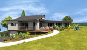 maison en bois moderne et familaile avec jardin