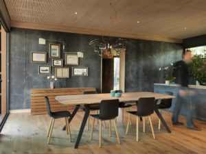 aménagement intérieur d'une maison bois familiale dans le fôret