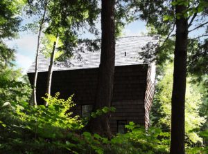 aménagement intérieur d'une maison bois moderne dans la fôret au Canada