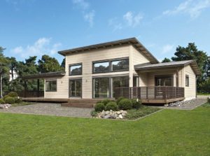 maison bois familial avec jardin
