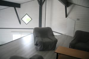 aménagement intérieur d'une maison bois moderne avec jardin conçu par booa