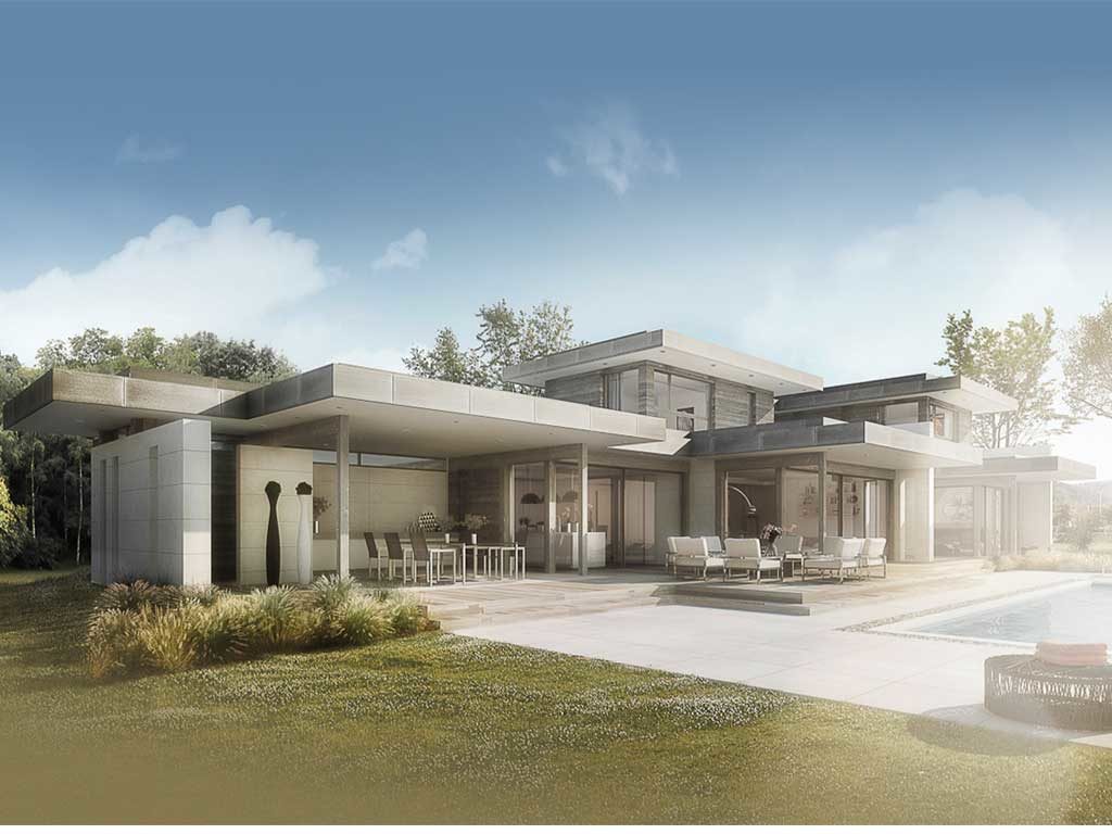 maison bois moderne avec jardin