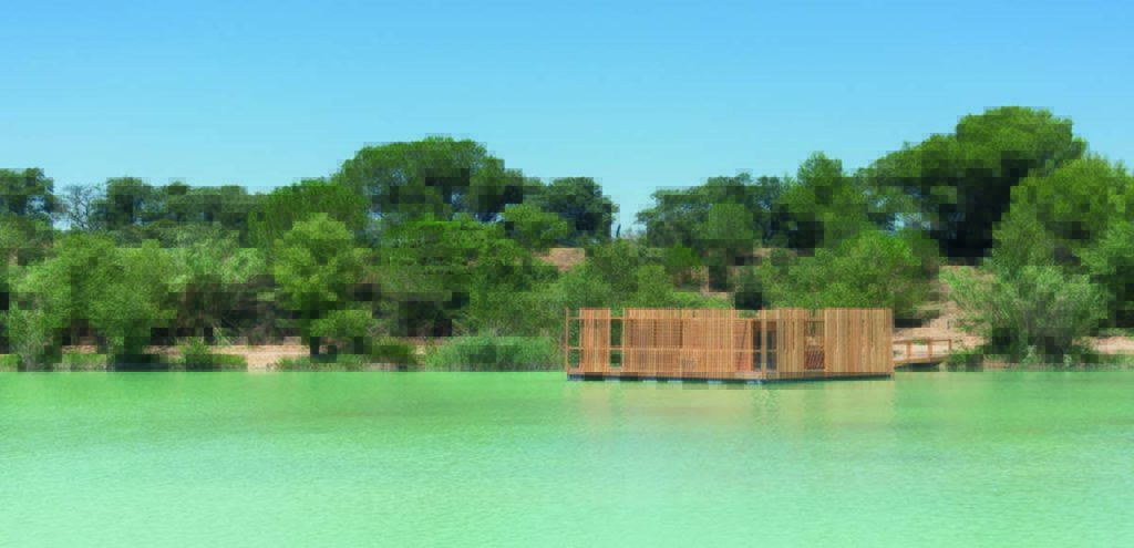 petite maison bois sur le fleuve