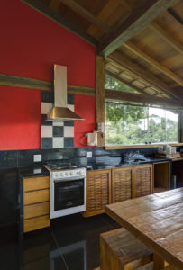 aménagement intérieur d'une maison bois avec jardin en Brèsil