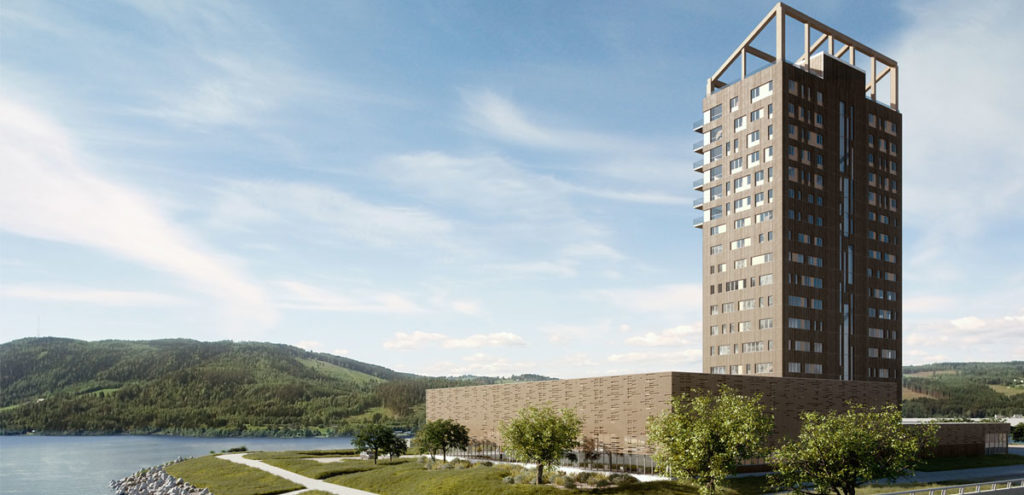 grande gratte ciel moderne en bois en Norvège