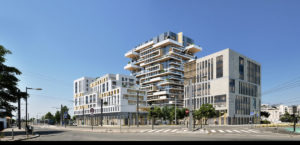 Vue 3D de la tour bois béton Hypérion à Bordeaux © Jean-Paul Viguier Architecte/Eiffage/EPA Bordeaux Euratlantique