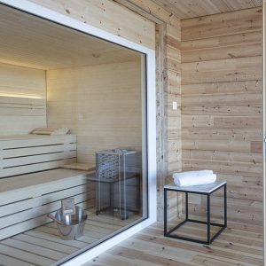 Sauna finlandais dans maison bois à Valais