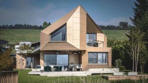 maison moderne en SCB bardage bois composite