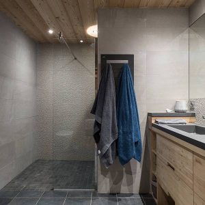 salle de bains moderne dans un chalet en bois
