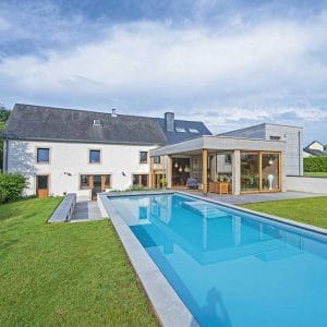 maison bois avec piscine au Belgique