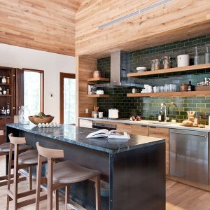 cuisine ouverte moderne dans maison bois moderne