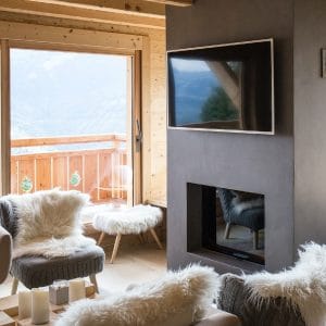 séjour confortable en bois dans chalet bois au Suisse