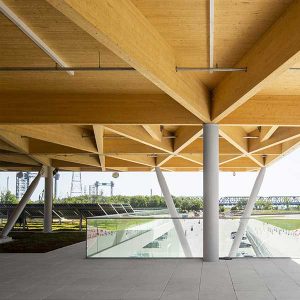 paddock en bois CTL à Montreal pour le formule 1