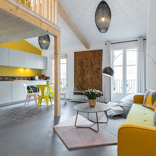 Cuisine et salon ouverts