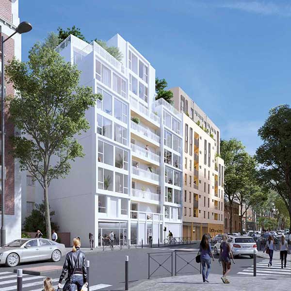 Vue 3D de l'immeuble Hoya en bois massif CLT à Issy-les-Moulineaux pour le promoteur Woodeum © LCA Construction Bois