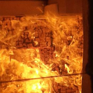 Un test feu pour les connecteurs de maison bois © Knapp