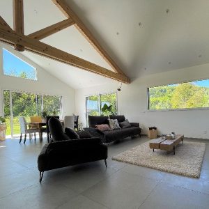 Maison en ossature bois zen salon