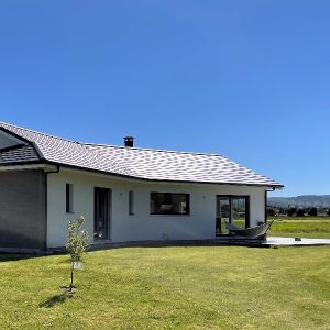 Maison en ossature bois zen jardin