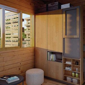 L'intérieur de la tiny house primée pour le concours 2022 de la fondation Huttopia