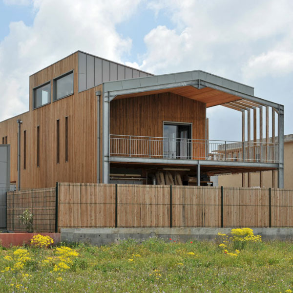 maison en ossature bois moderne vue de l'exterieur
