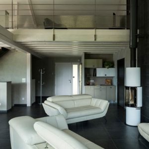 salon de la maison moderne en bardage bois