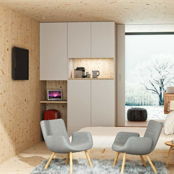 intérieur microarchitecture en bois, une nouvelle tendance, salon