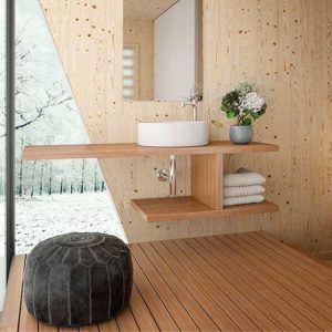 intérieur microarchitecture en bois, une nouvelle tendance, salle de bain