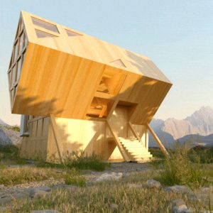 3D modéle d'une maison bois moderne et familiale