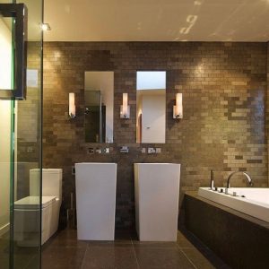 architecture stupéfiante pour une maison bois en bord de mer - salle de bain