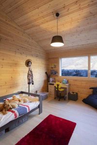 maison bois - noir - Suisse - Kontio - Franck Paubel - chambre d'enfants