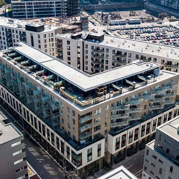 ARBORA - Nordic Structures - Adrien Williams - bâtiment bois - vue aérienne